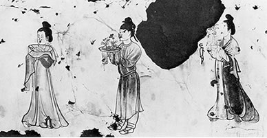 後漢時代の盆栽の壁画